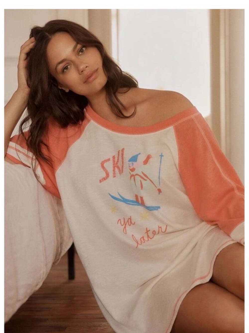 Anthropologie Lyrebird Ski Ya Later oversized graphic sleep tee Medium NWT